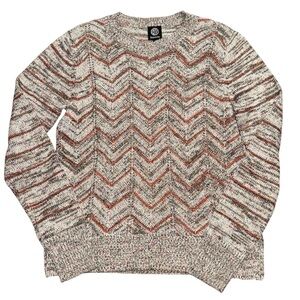 Bobeau Women’s Chevron Knit Sweater Multicolor Crewneck Size Medium